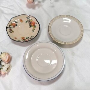 Mismatched Floral Vintage Fine China Saucers, Set of 3, Decorative Tableware